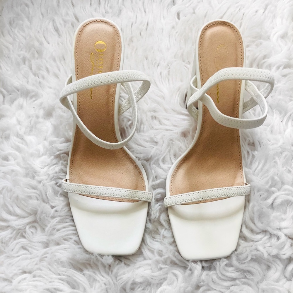 White Square Toe Slingbacks - image 1
